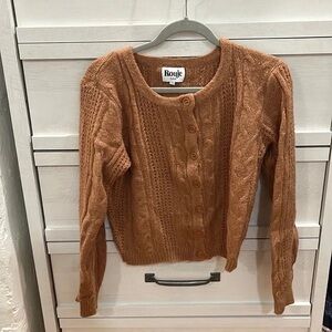 Rouje Women's Tan Cable Knit Cardigan